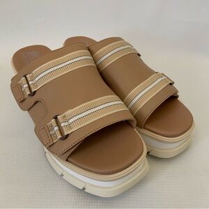 SOREL Joanie III  size 9 M  beige wedge slide sandals NEW